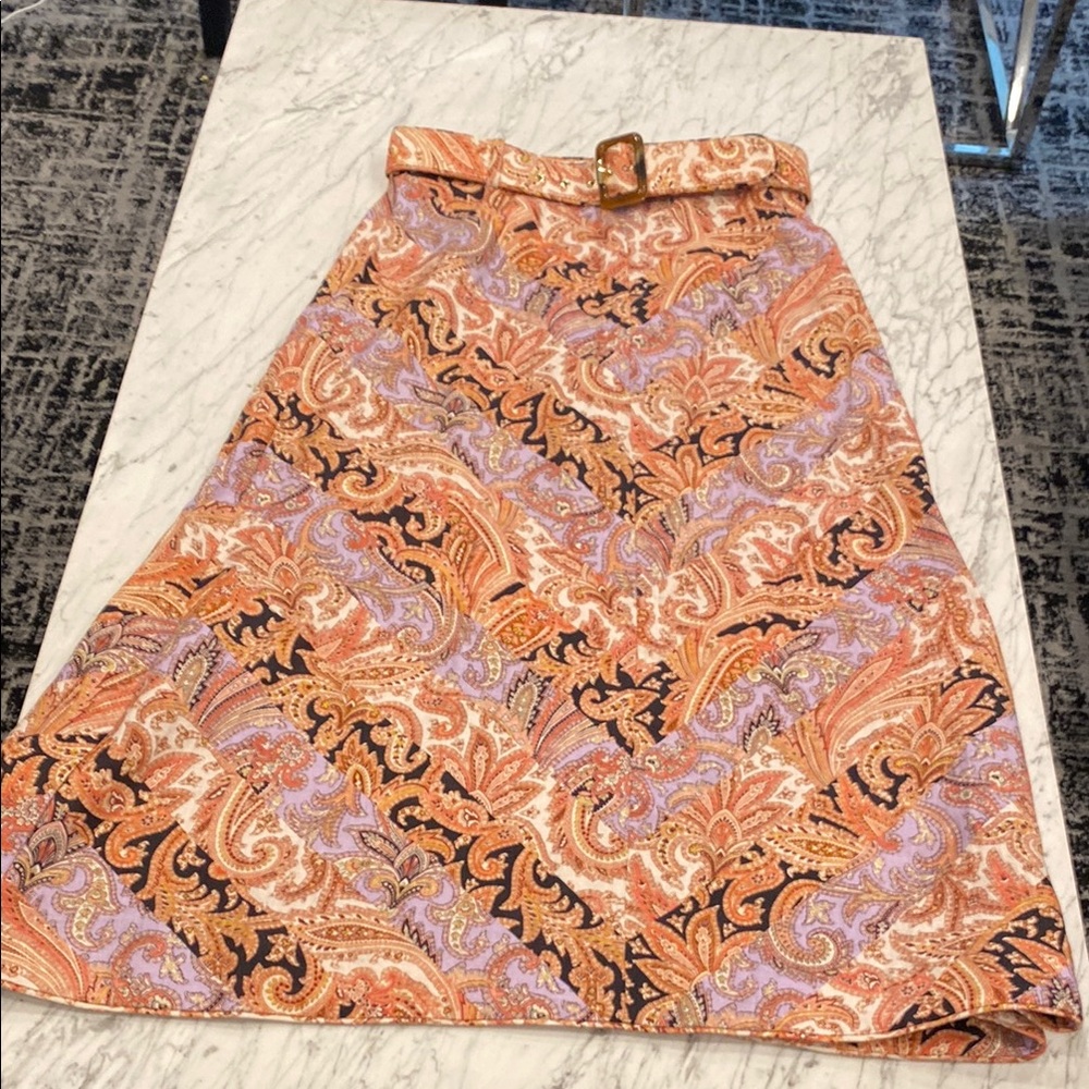 Zimmermann Pink Midi A-Line Skirt Resort Wear